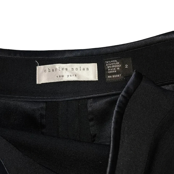 NWOT Charles Nolan Short Skirt Business Womens Size 2 Black Wool Blend Side Zip - Picture 3 of 9